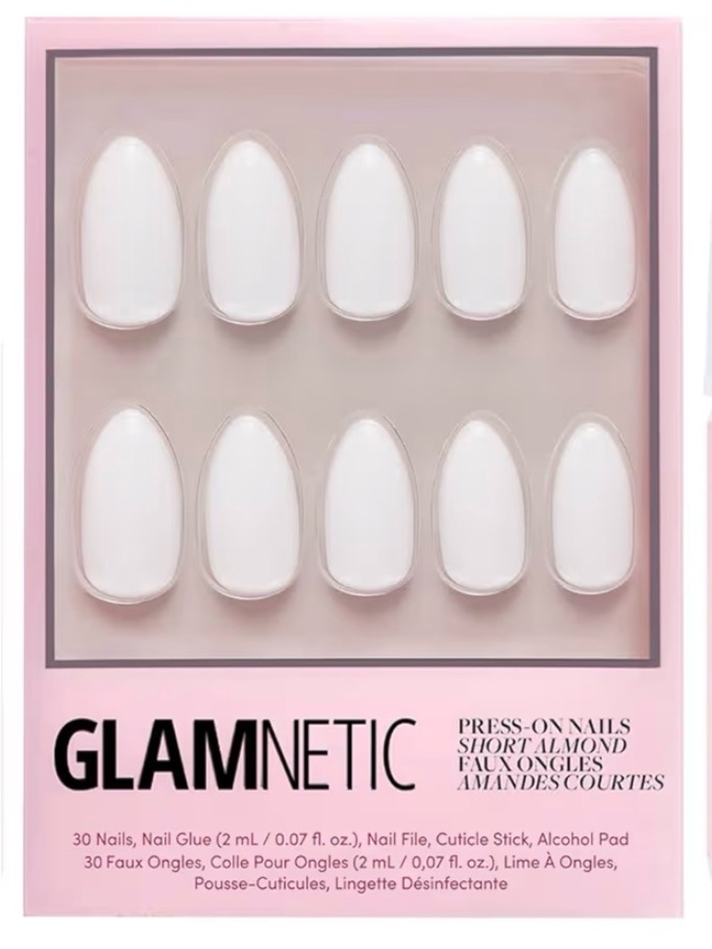 NIB Glamnetic “Angel” White Short Almond Press On Nails